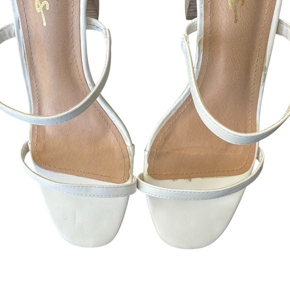 Lulus Addien White High Heel Block Strappy Sandals 10 - Picture 3 of 9